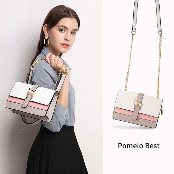 Crossbody Bags for Women with Gold-Tone Metal Chain Strap