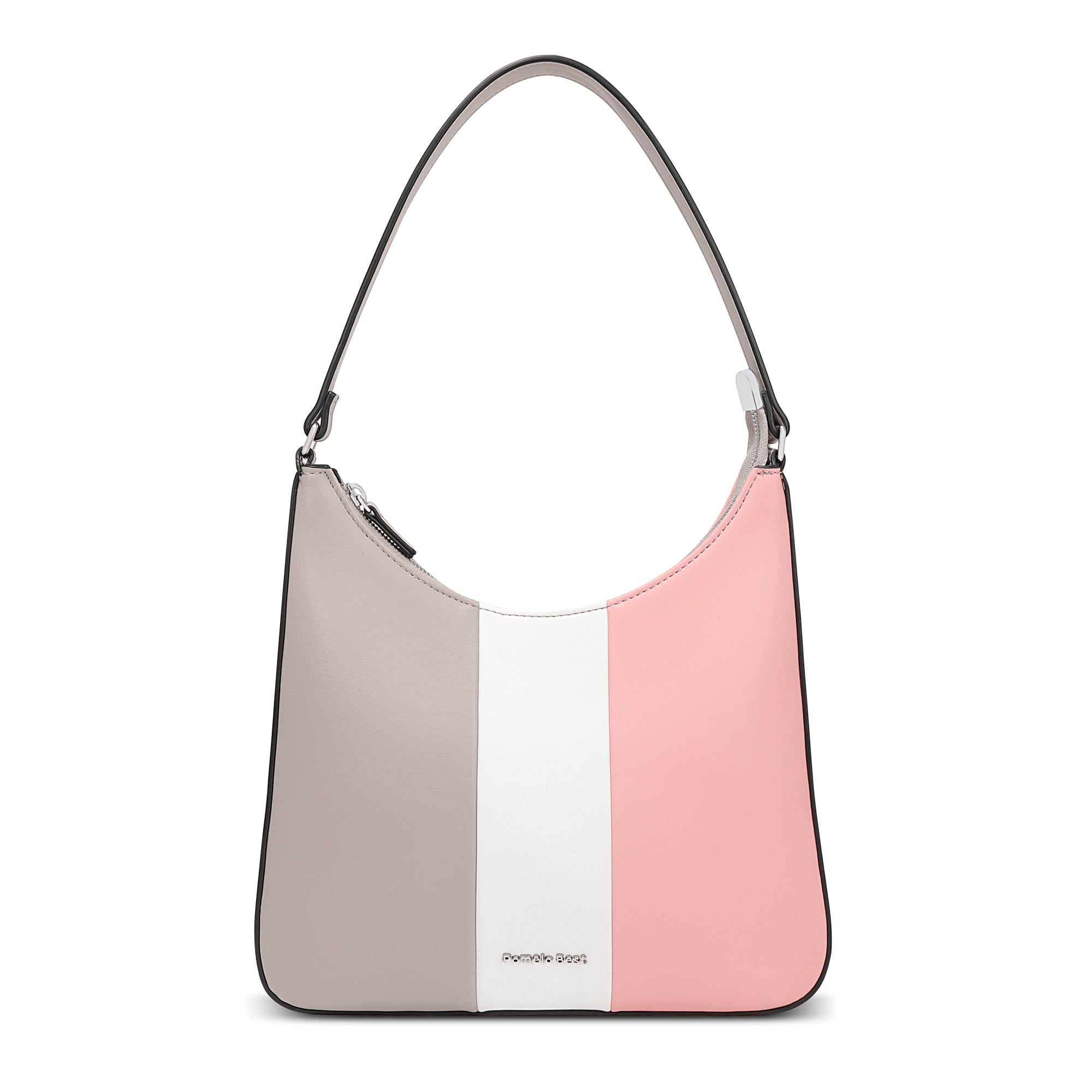 Hobo Bag with Neapolitan Ice Cream Colour Combination-Grey/White/Pink