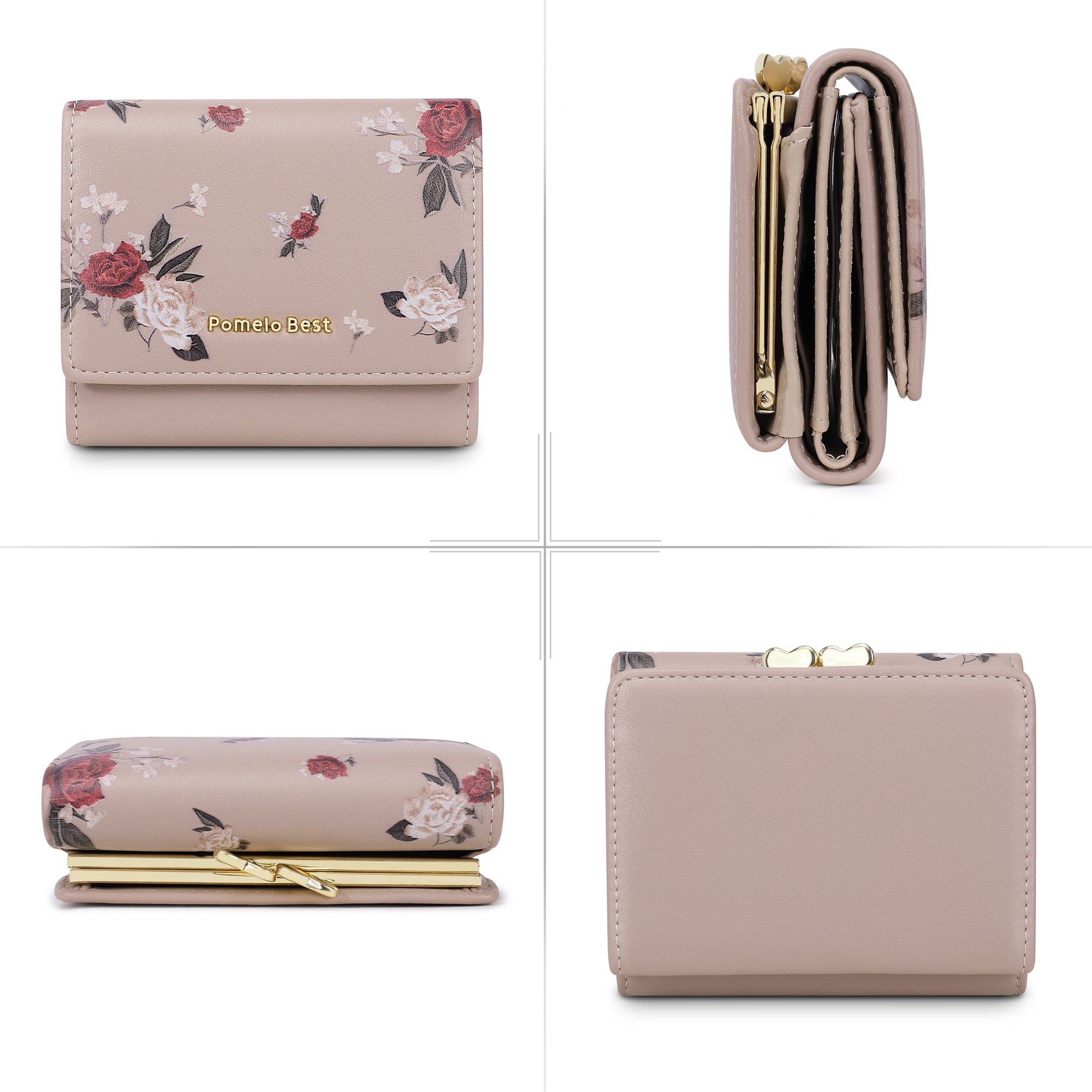 Floral Women Small Wallet with Coin Pouch and Multiple Card Slots