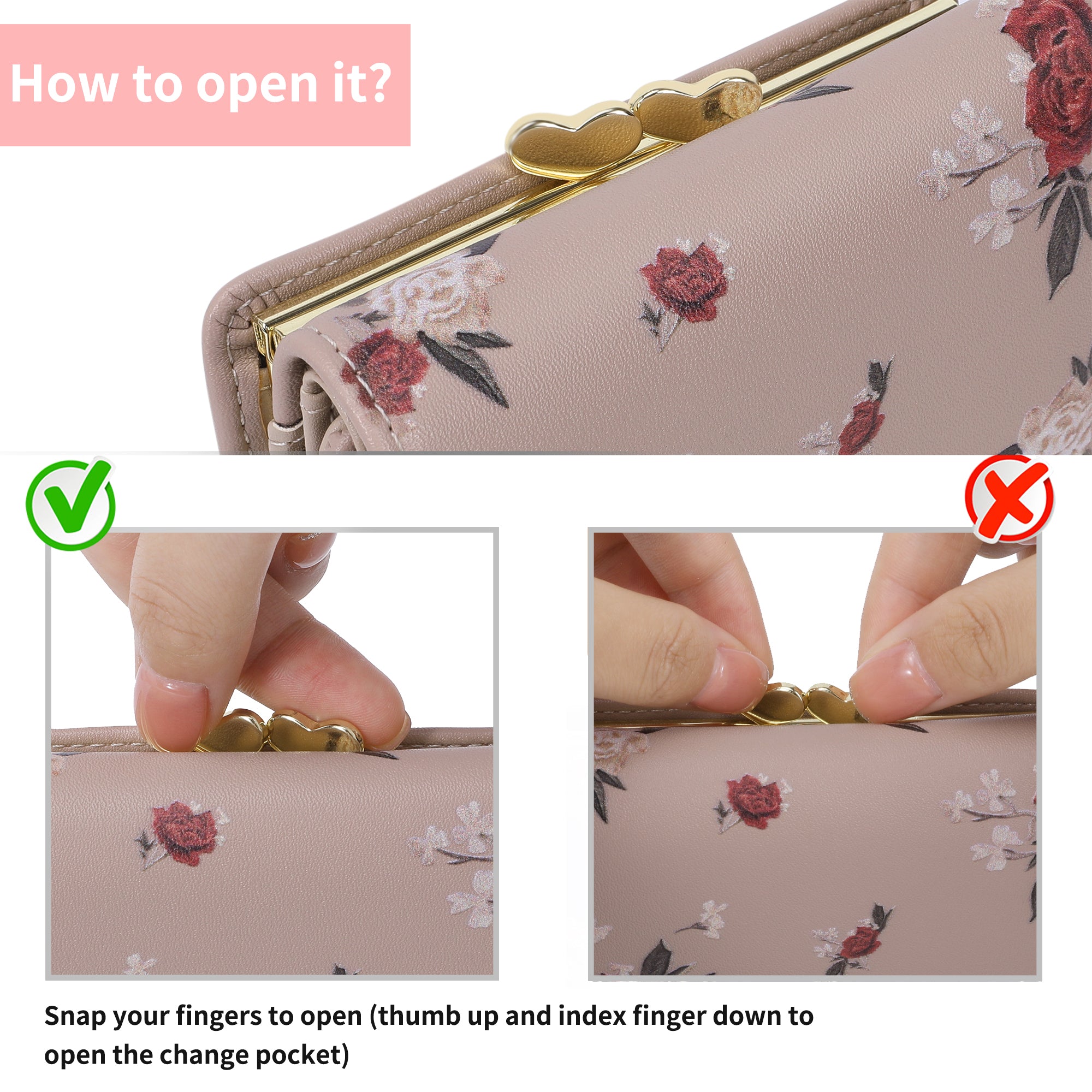 Floral Women Small Wallet with Coin Pouch and Multiple Card Slots