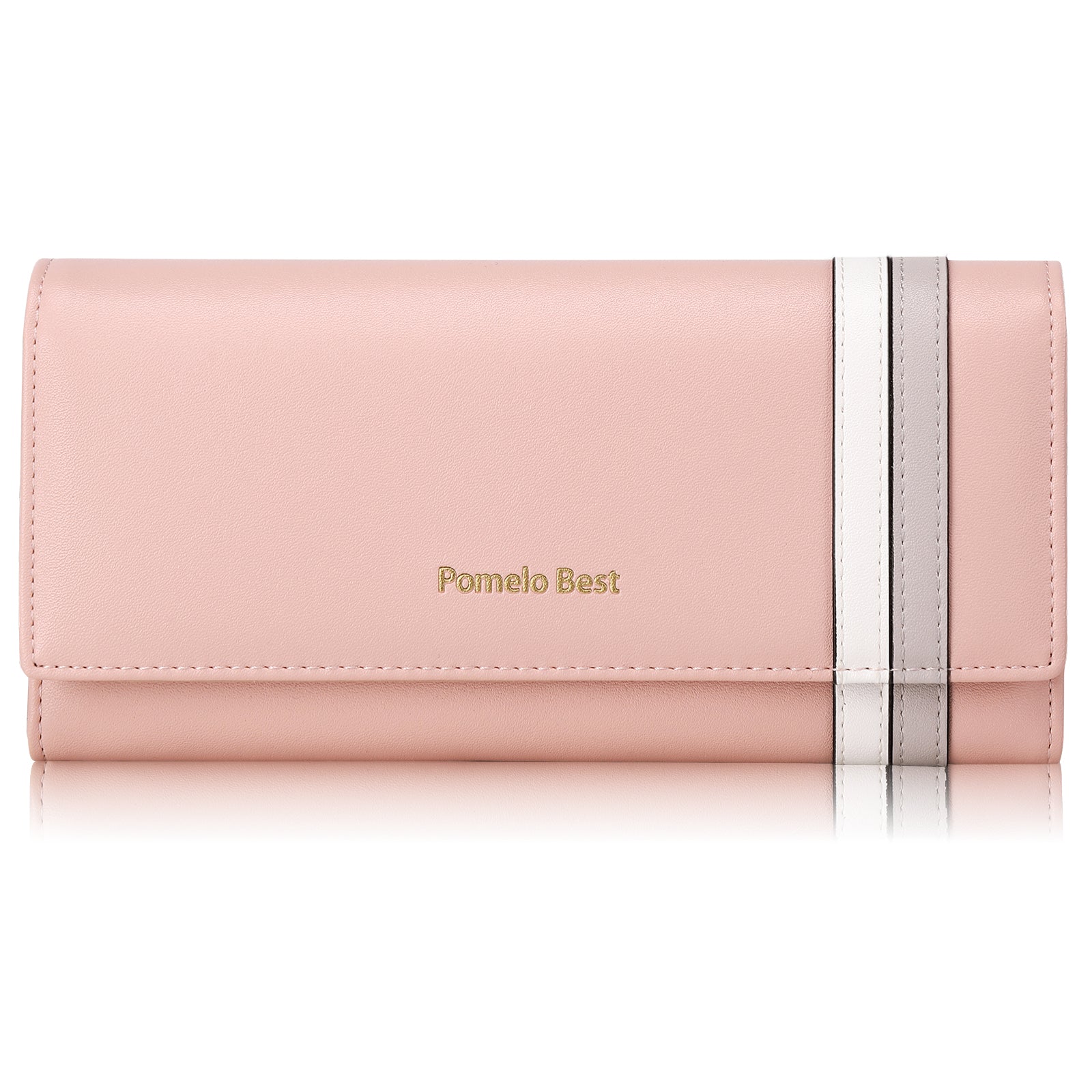 Pomelo Best Women's Wallet Large PU Leather RFID Blocking Purse for Women with Many Card Slots and Coin Pocket (Pink)