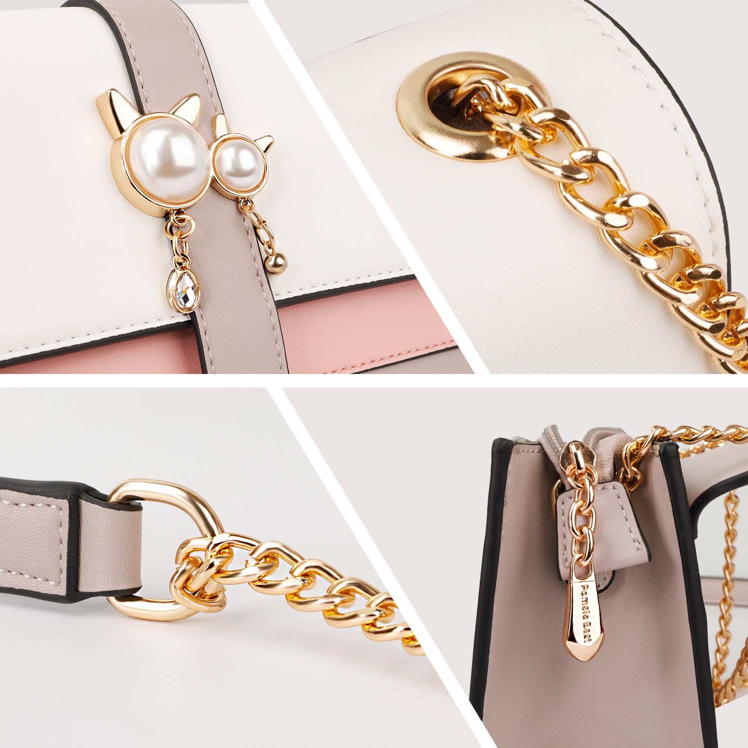 Crossbody Bags for Women with Gold-Tone Metal Chain Strap