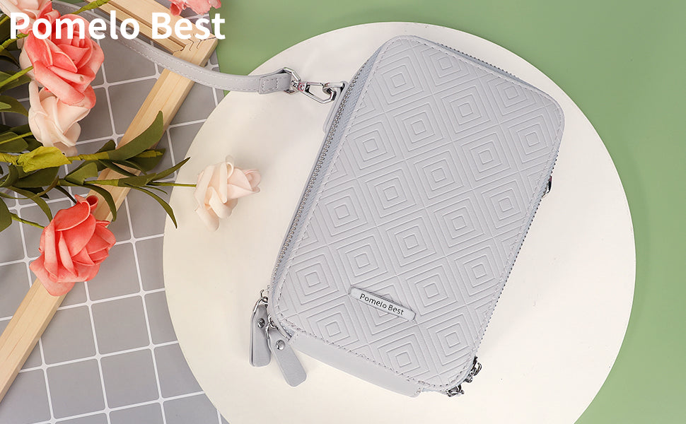 Crossbody Phone Bag, Women Wallet in Rhombus Embossed Pattern with RFID Blocking Can Fit Most Phone